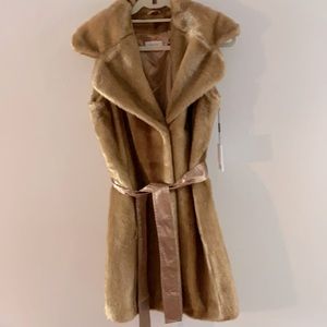 Calvin Klein long faux fur vest